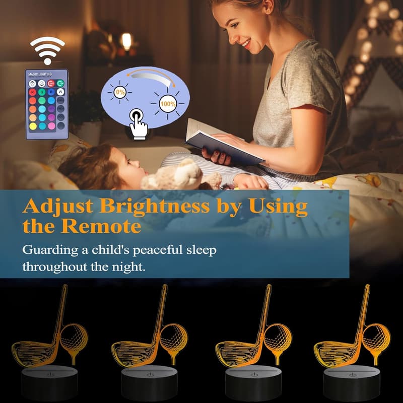 3D Golf Night Light with Remote, Color Changing, Room Décor