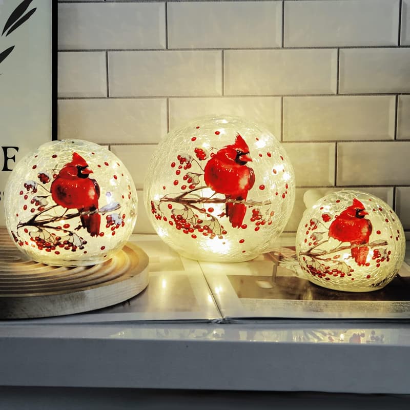 Cardinal Stained Glass Lamp - Red Bird Accent for Mother's Day