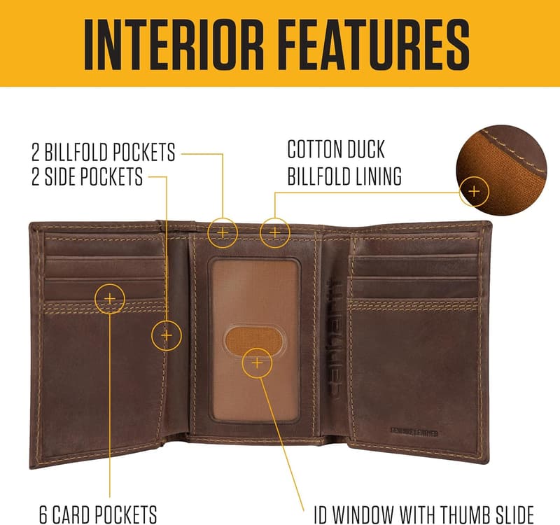 Carhartt Men's Rugged Leather Triple-Stitch Wallet