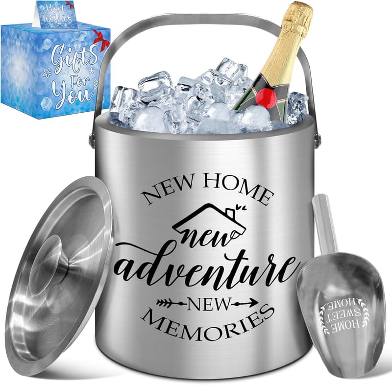 Stainless Steel Ice Bucket with Lid - Housewarming Gift 2024