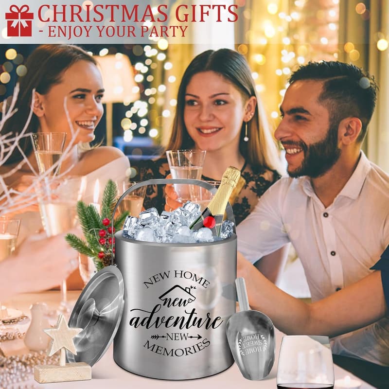 Stainless Steel Ice Bucket with Lid - Housewarming Gift 2024