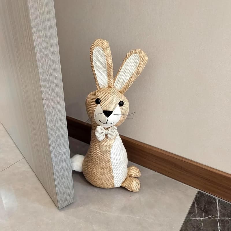 Decorative Fabric Door Stopper - Brown Rabbit Design