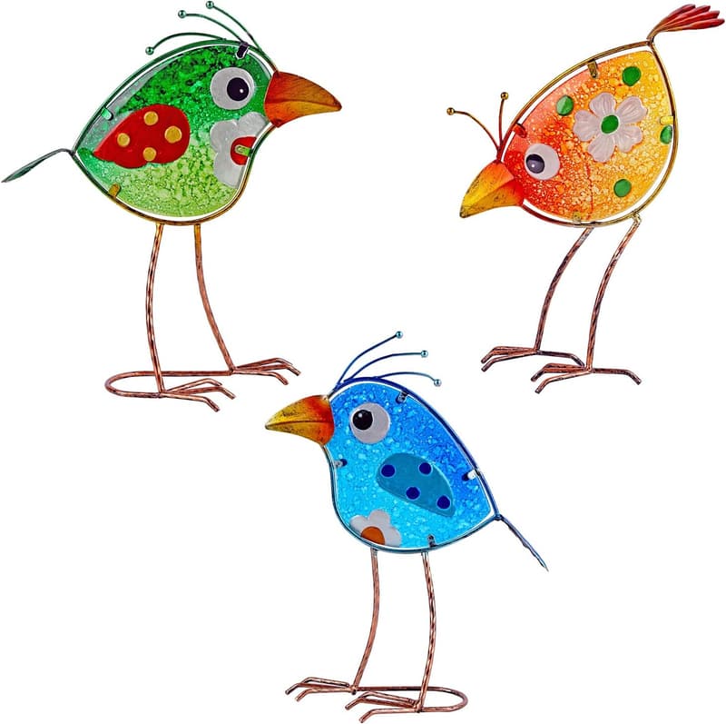 Outdoor Metal Bird Statue Set - Garden Art Yard Decor (3 PCS)