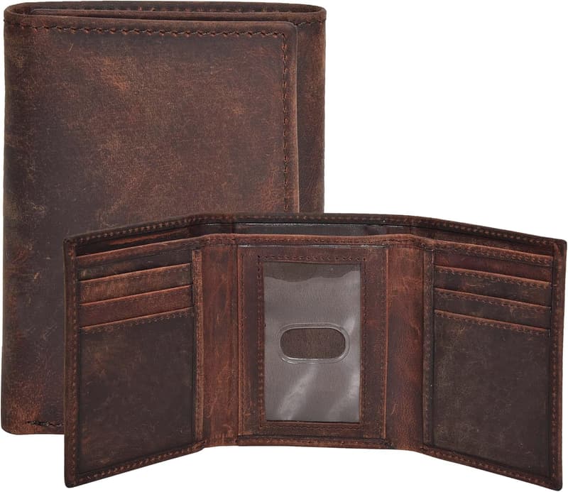 RFID Slim Real Leather Trifold Wallet for Men