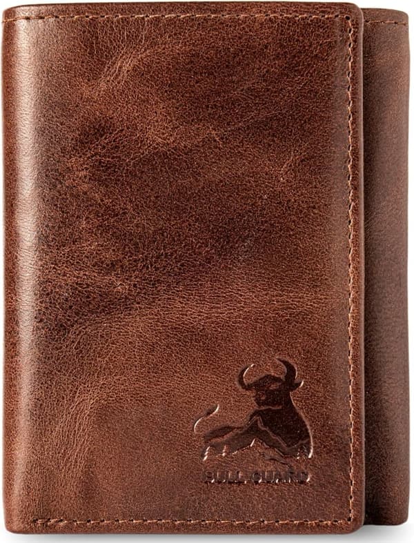 Men's Leather RFID Trifold Wallet for Outdoor Use