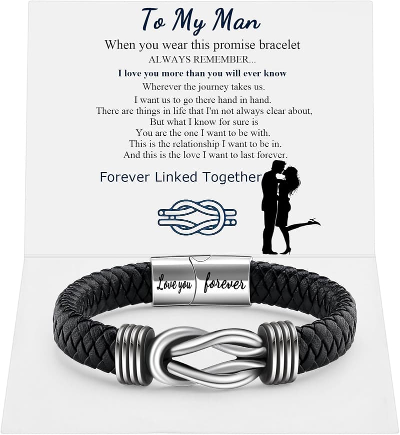 Men's Leather Infinity Knot Bracelet - Ideal Gift for Any Occasion