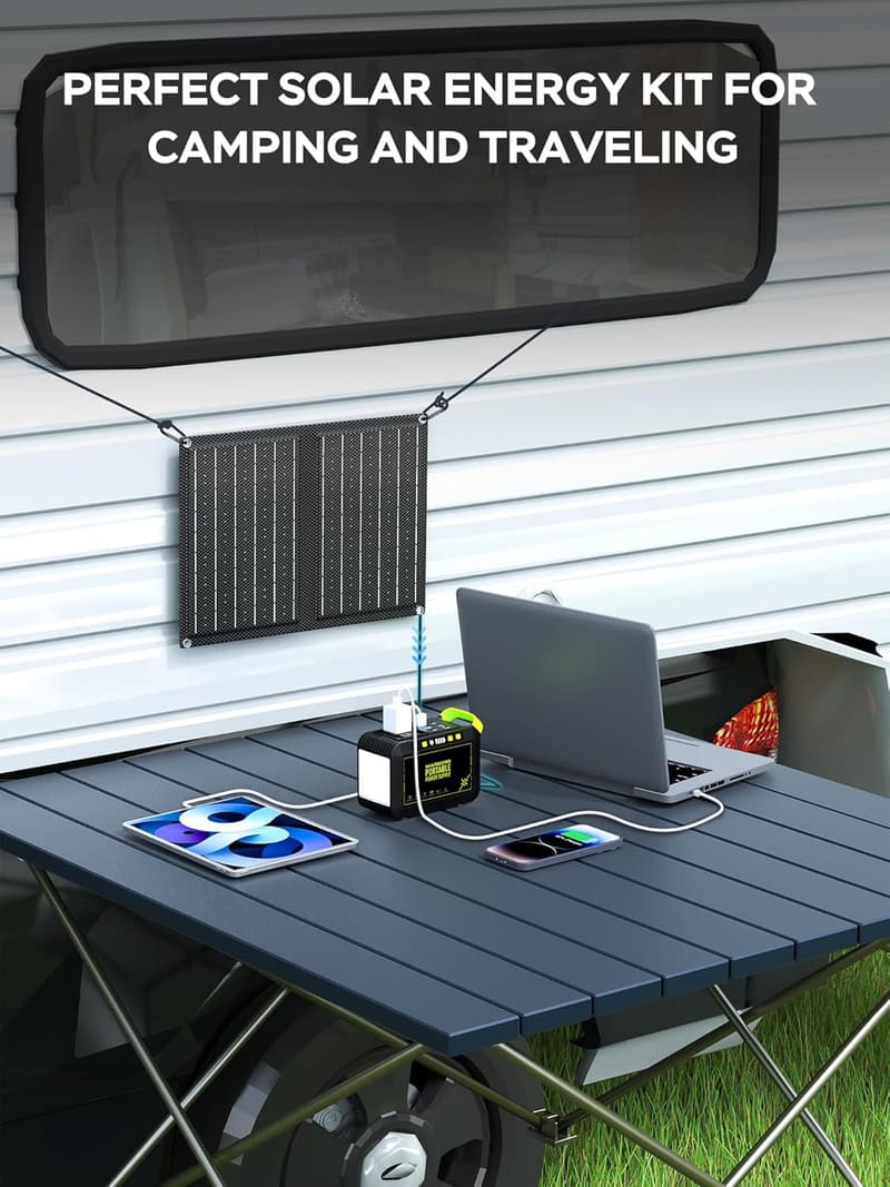Portable Solar Generator with 21W Panel for Camping & Outdoor