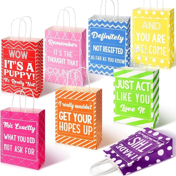 Reusable Christmas Gift Bags - 8 Pieces for Adults & Parties
