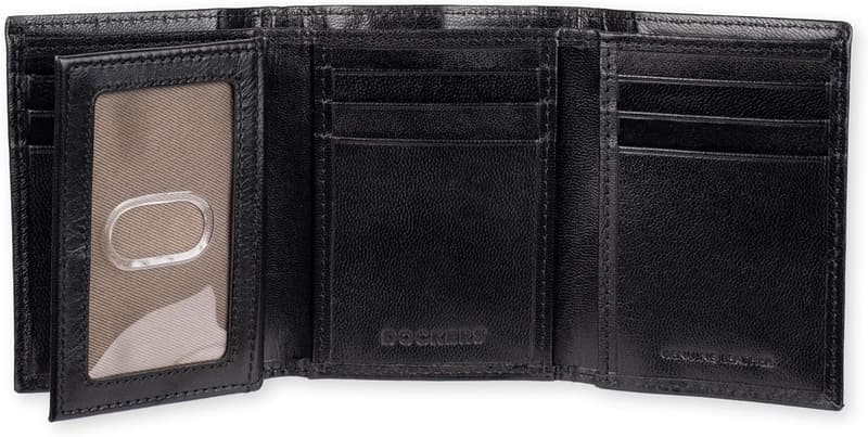 Men's Slim Profile Trifold Wallet with Extra Capacity and ID Window
