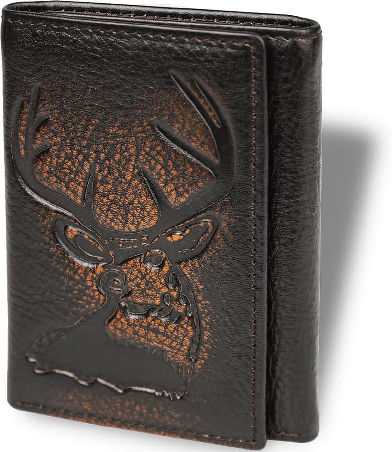 Men's Full Grain Leather Trifold Wallet with RFID Blocking