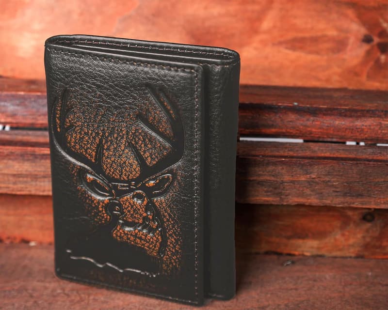 Men's Full Grain Leather Trifold Wallet with RFID Blocking