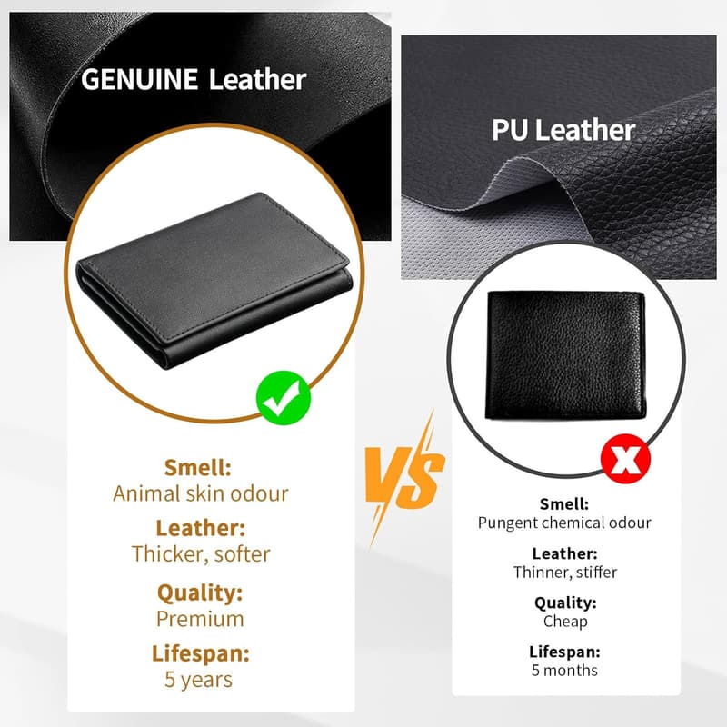 Men's RFID Blocking Leather Trifold Wallet with ID Window