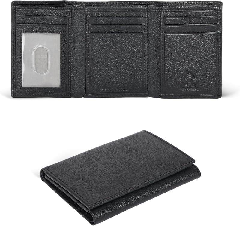 Men's RFID Slim Trifold Wallet - Real Leather, Minimalist Design