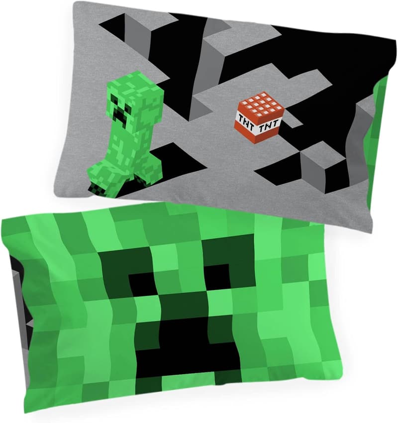 Minecraft Lone Creeper Double-Sided Pillowcase Set for Kids