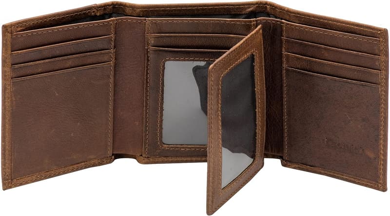 Brown RFID Blocking Men's Trifold Leather Wallet