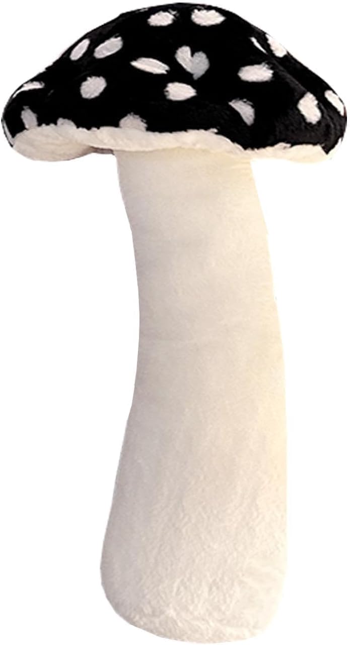 Mushroom Shaped Plush Pillow - 39 Inch Black Stuffed Decor