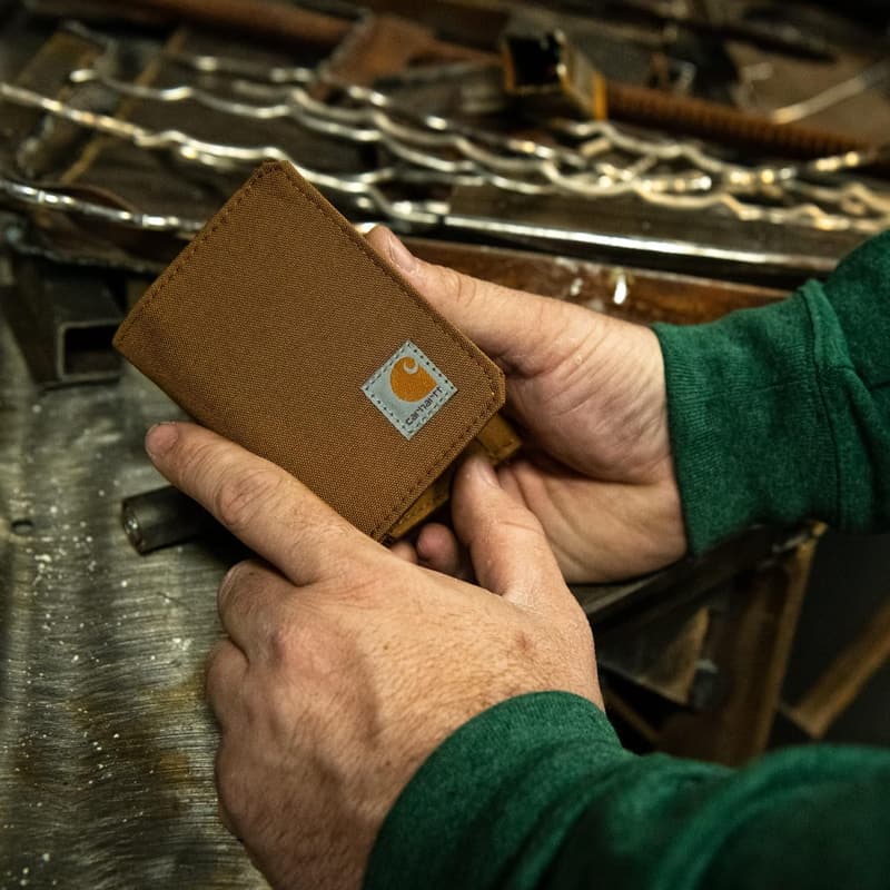 Carhartt Durable Men's Trifold Wallet in Leather & Canvas