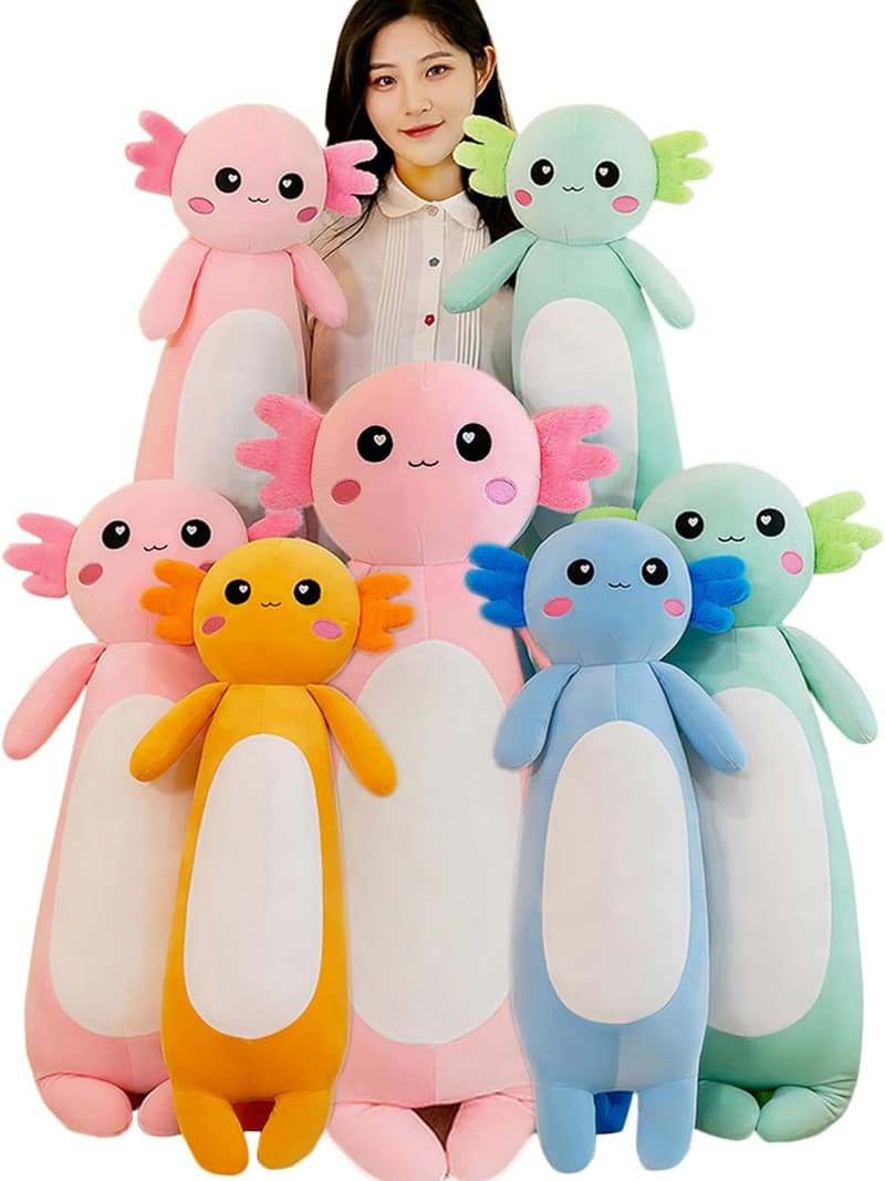 Christmas Axolotl Plush Pillow - Pink Stuffed Toy for Kids (65cm)