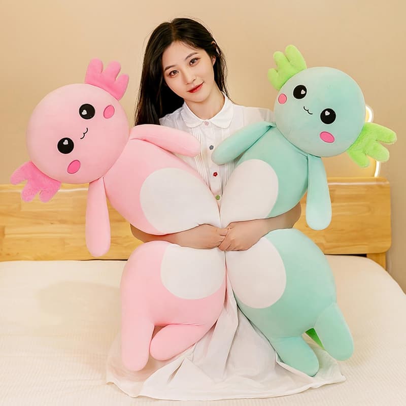 Christmas Axolotl Plush Pillow - Pink Stuffed Toy for Kids (65cm)