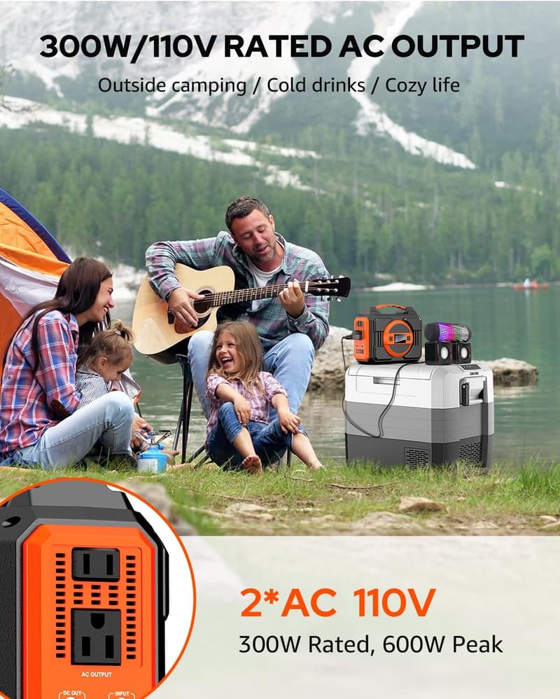 Portable Power Station 300W Solar Bank for Camping & Emergencies