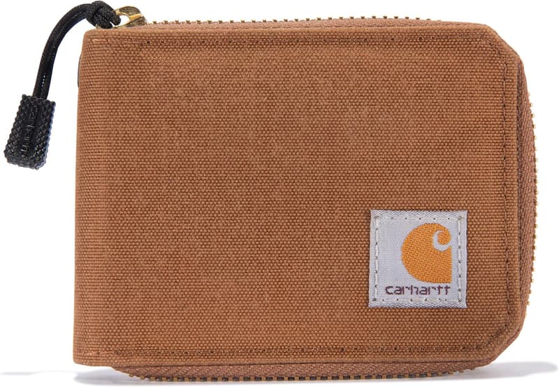 Carhartt Men's Brown Canvas Wallet with Zipper Closure