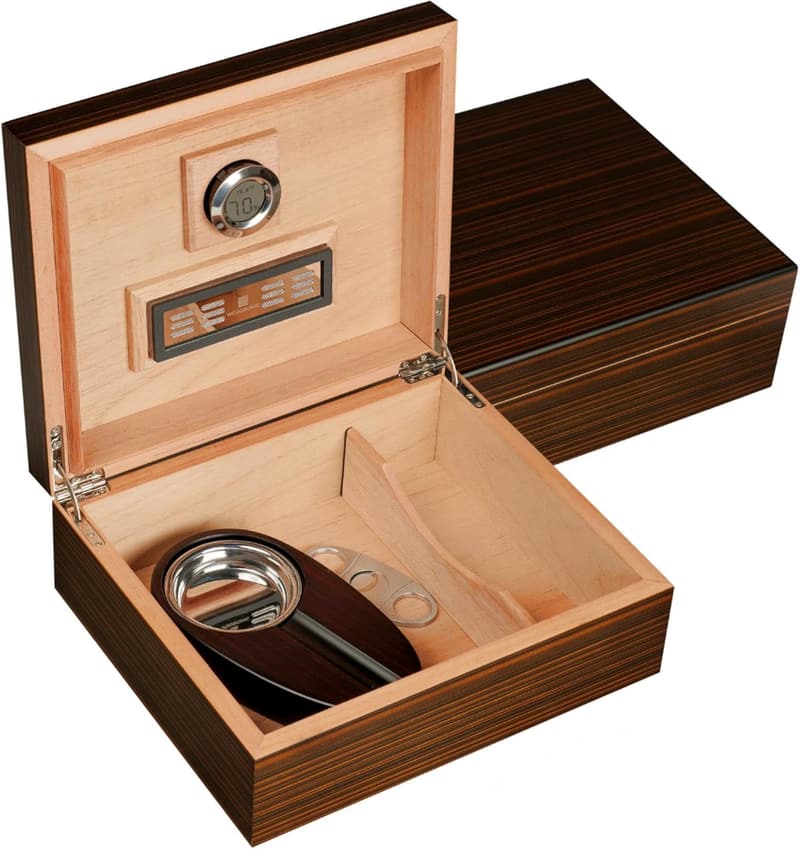 Cigar Humidor with Digital Hygrometer - Spanish Cedar, Gift for Dads