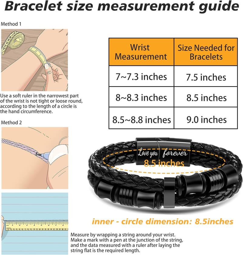Men's Braided Leather Bracelet with Stainless Steel Clasp