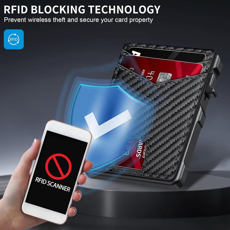 Men's Carbon Fiber Airtag Wallet - RFID-Blocking Bifold Case