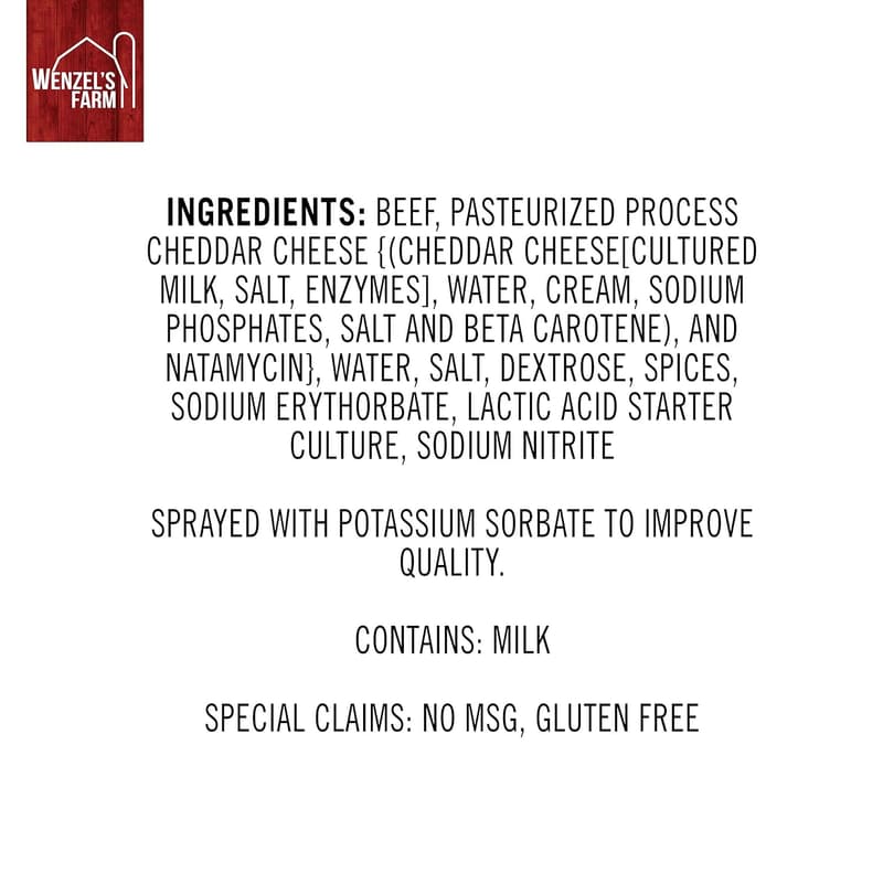 High-Protein Cheddar Beef Snack Sticks | Gluten-Free | 32 Sticks