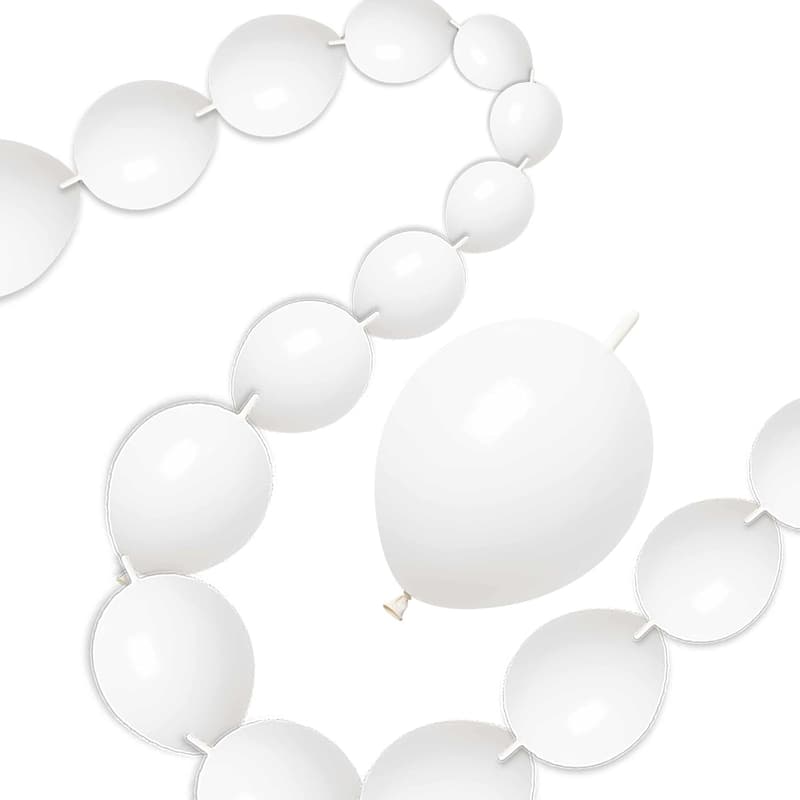White 10-Inch Latex Linking Balloons for Party Decor