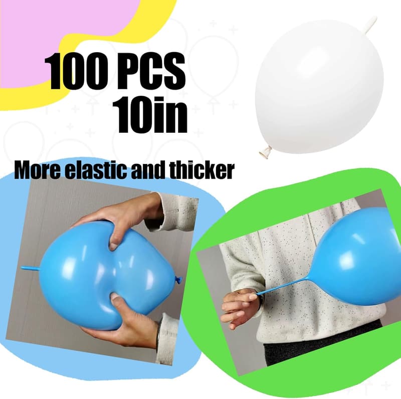 White 10-Inch Latex Linking Balloons for Party Decor