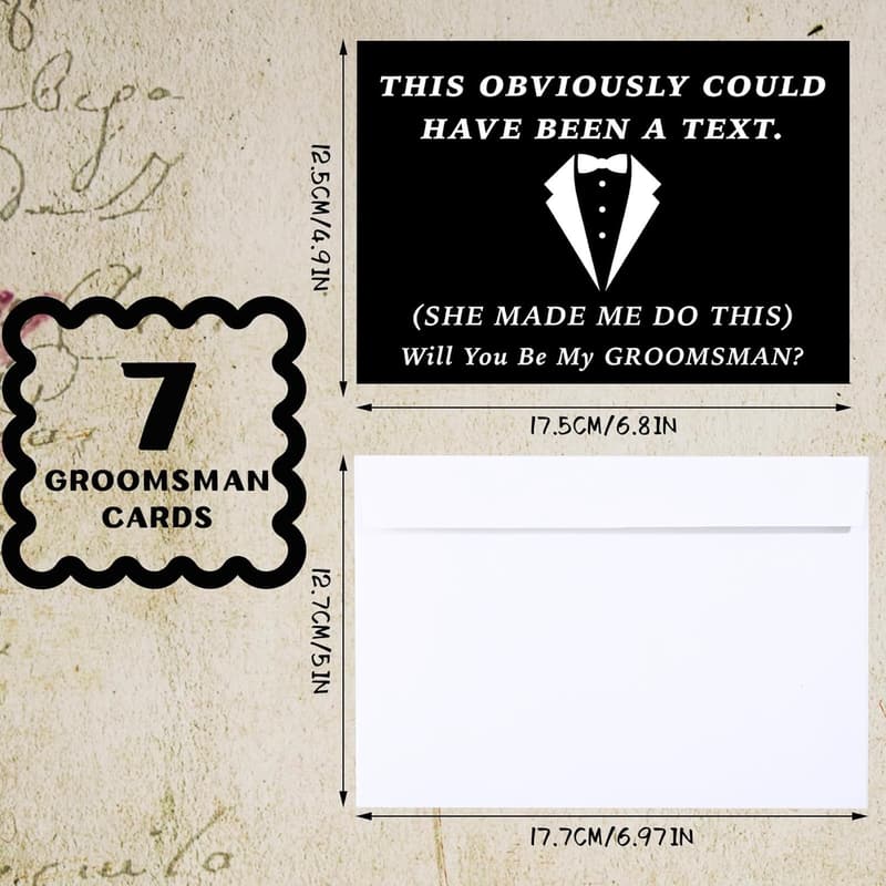 Groomsmen Proposal Cards Set – 8 Funny Wedding Invitations