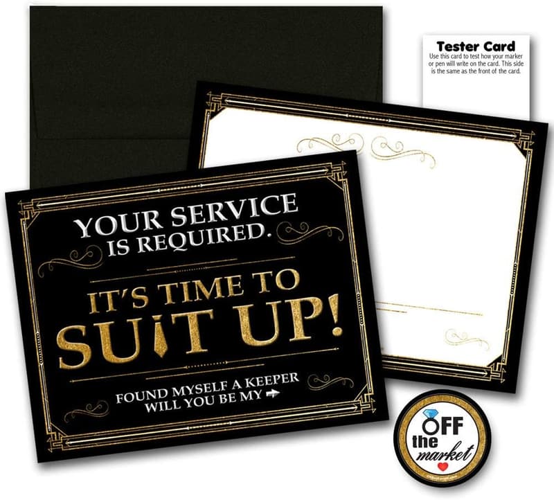 Groomsman Proposal Cards - Black & Gold, 6-Pack