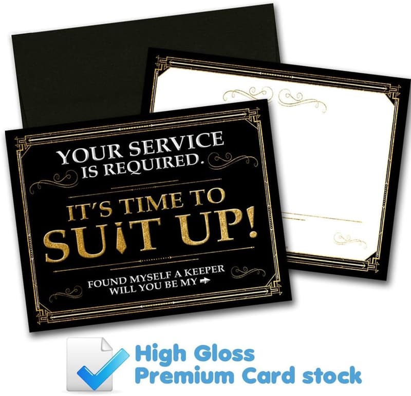 Groomsman Proposal Cards - Black & Gold, 6-Pack