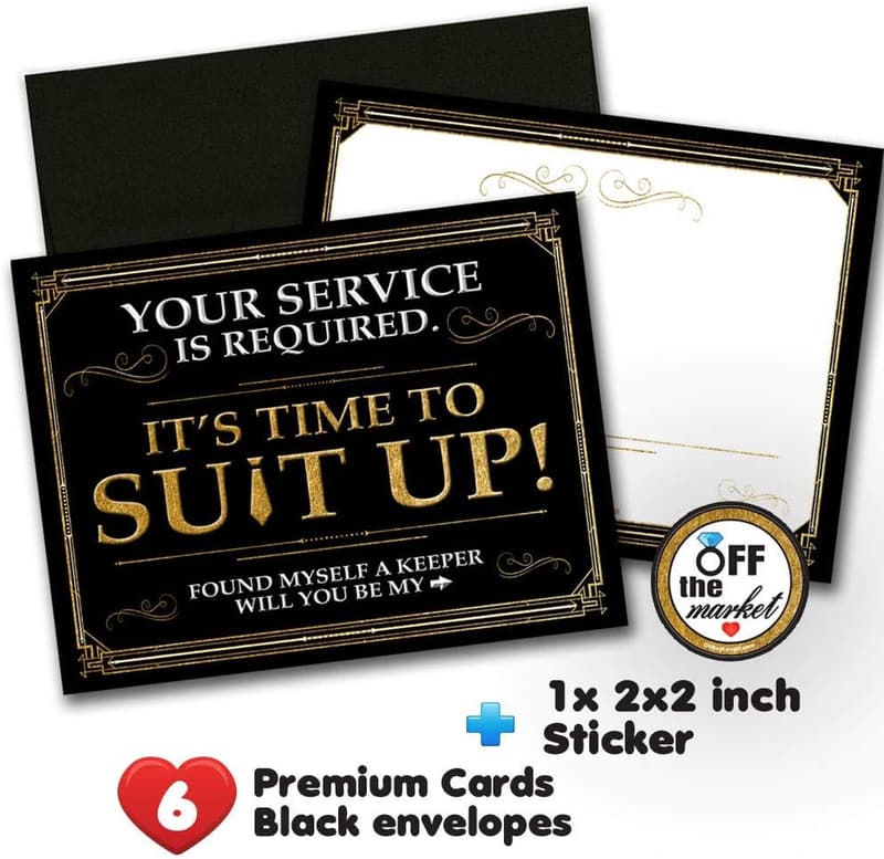 Groomsman Proposal Cards - Black & Gold, 6-Pack