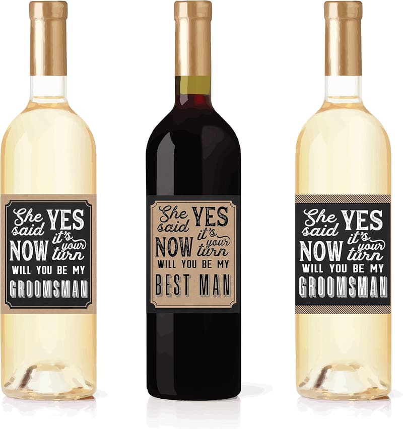 Groomsman Proposal Bottle Labels Set with Bonus Best Man Sticker