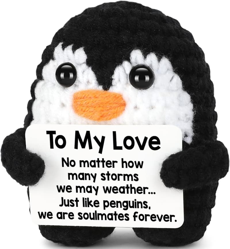 Handmade Crochet Penguin Anniversary Gift for Couples