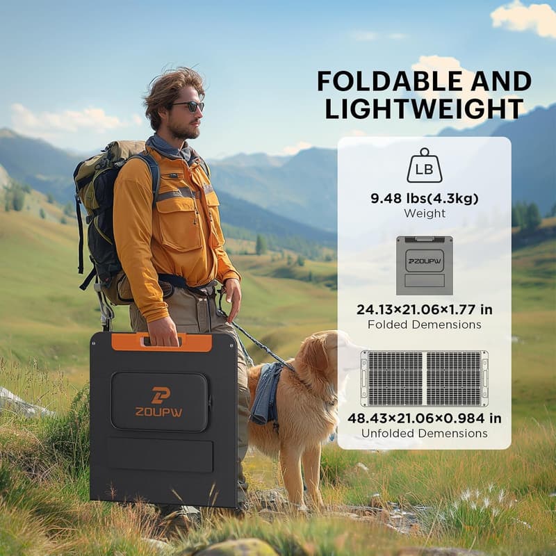 Portable 100W Solar Panel with Waterproof Design for Camping