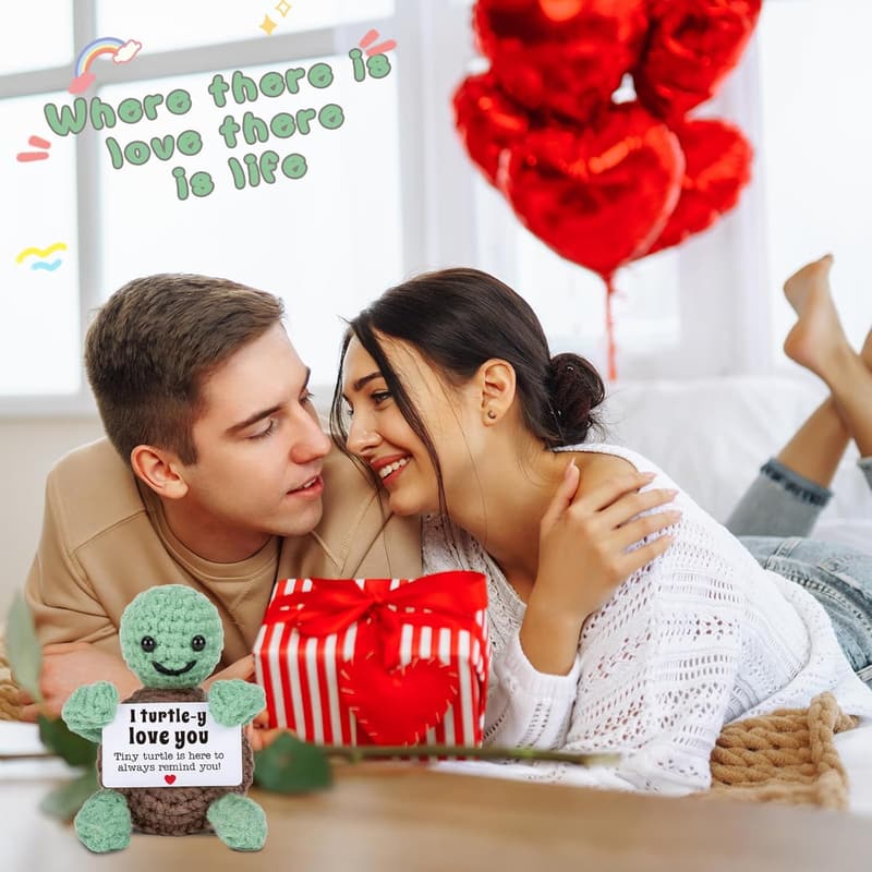 Cute Mini Funny Turtle Crochet Decoration Gift for Couples