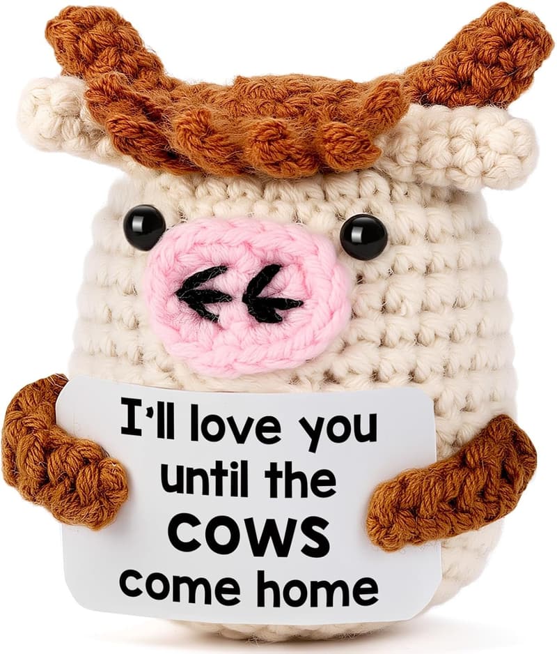Handmade Crochet Cow Doll - Cute Gift for Couples