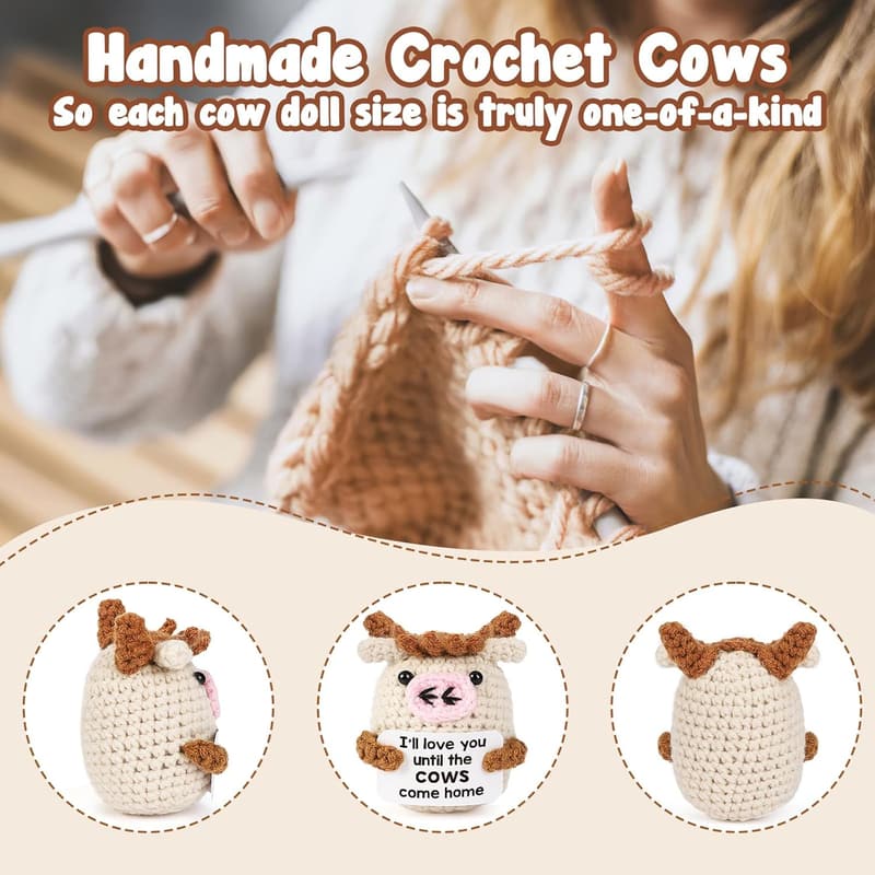 Handmade Crochet Cow Doll - Cute Gift for Couples