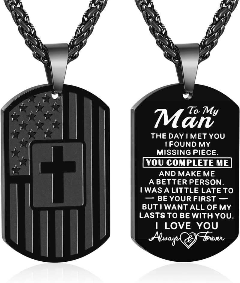 Graduation Cross Dog Tag Necklace for Men