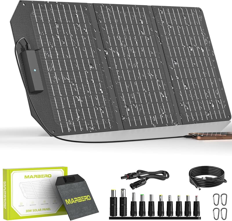30W Portable Solar Charger for Camping with 2 USB Ports