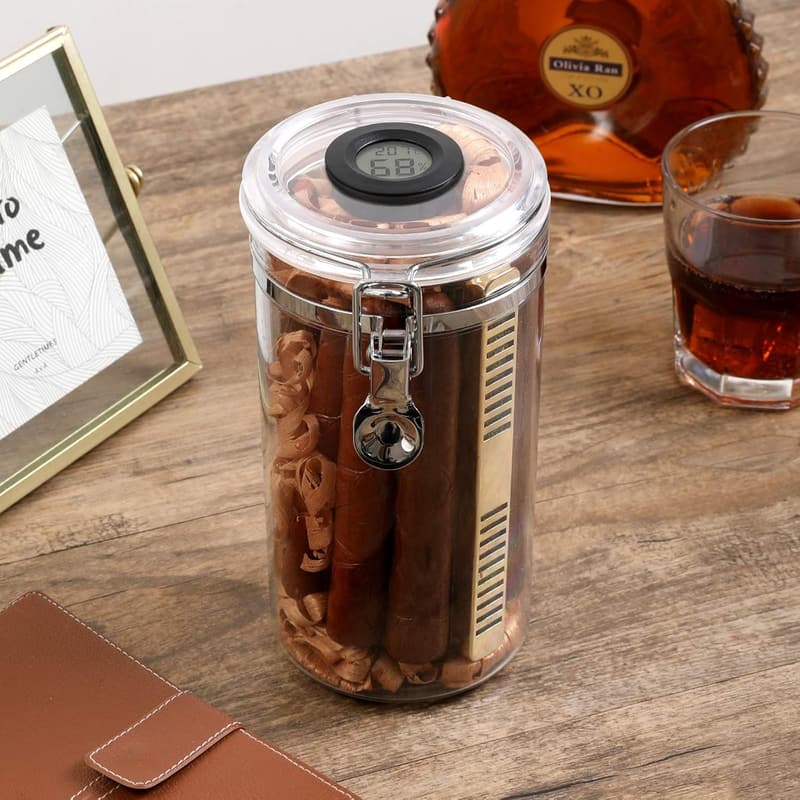 Acrylic Travel Cigar Humidor Case with Hygrometer and Cedar Rolls
