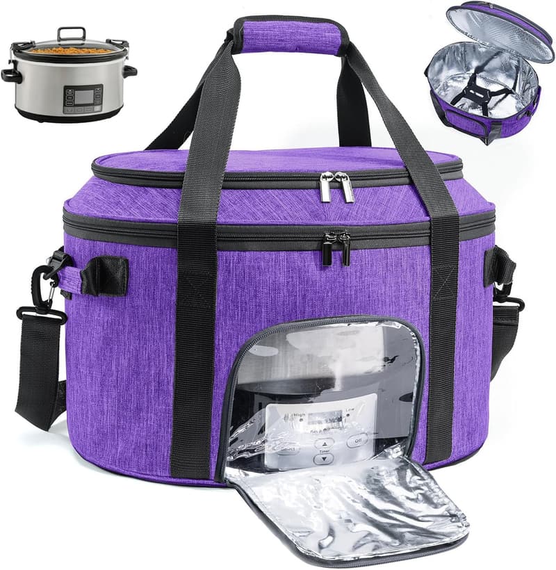 Portable Double-Layer Slow Cooker Travel Bag for 6-8 Quart