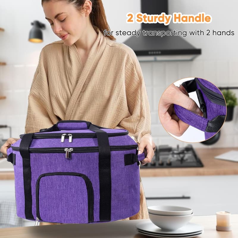 Portable Double-Layer Slow Cooker Travel Bag for 6-8 Quart