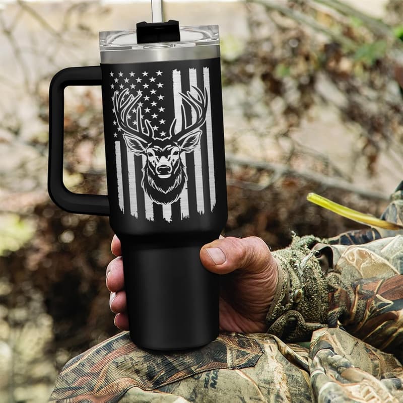 Hunting Tumbler with Handle - 40oz Stainless Steel for Men
