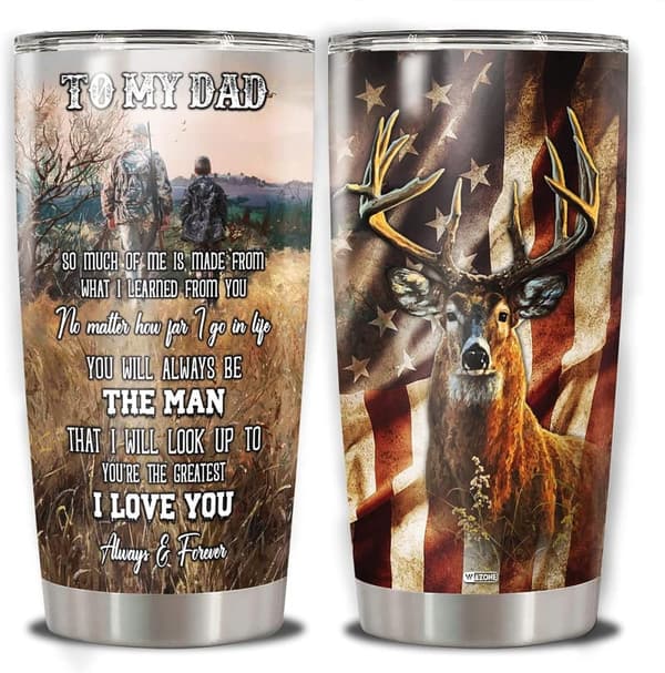 Dad's 20oz Stainless Steel Travel Mug for Deer Hunters