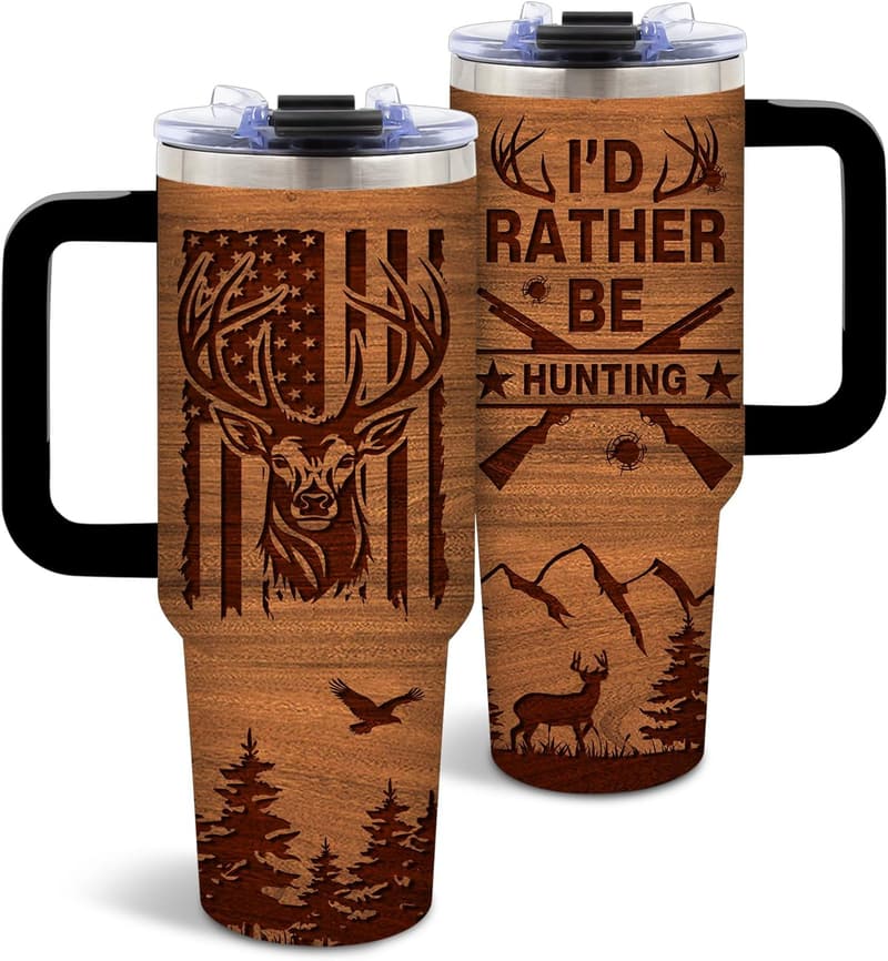 Hunting Tumbler for Dad - 40 Oz Handle Tumbler Gift