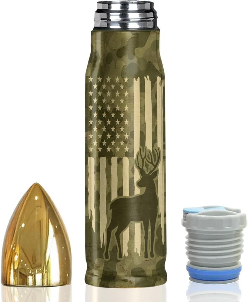 Deer Hunting Gifts: 17oz Stainless Steel Bullet Tumbler